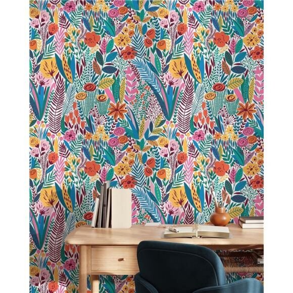 Scandinavian Floral WallpaperRemovable Self Adhesive Botanical Wallpaper